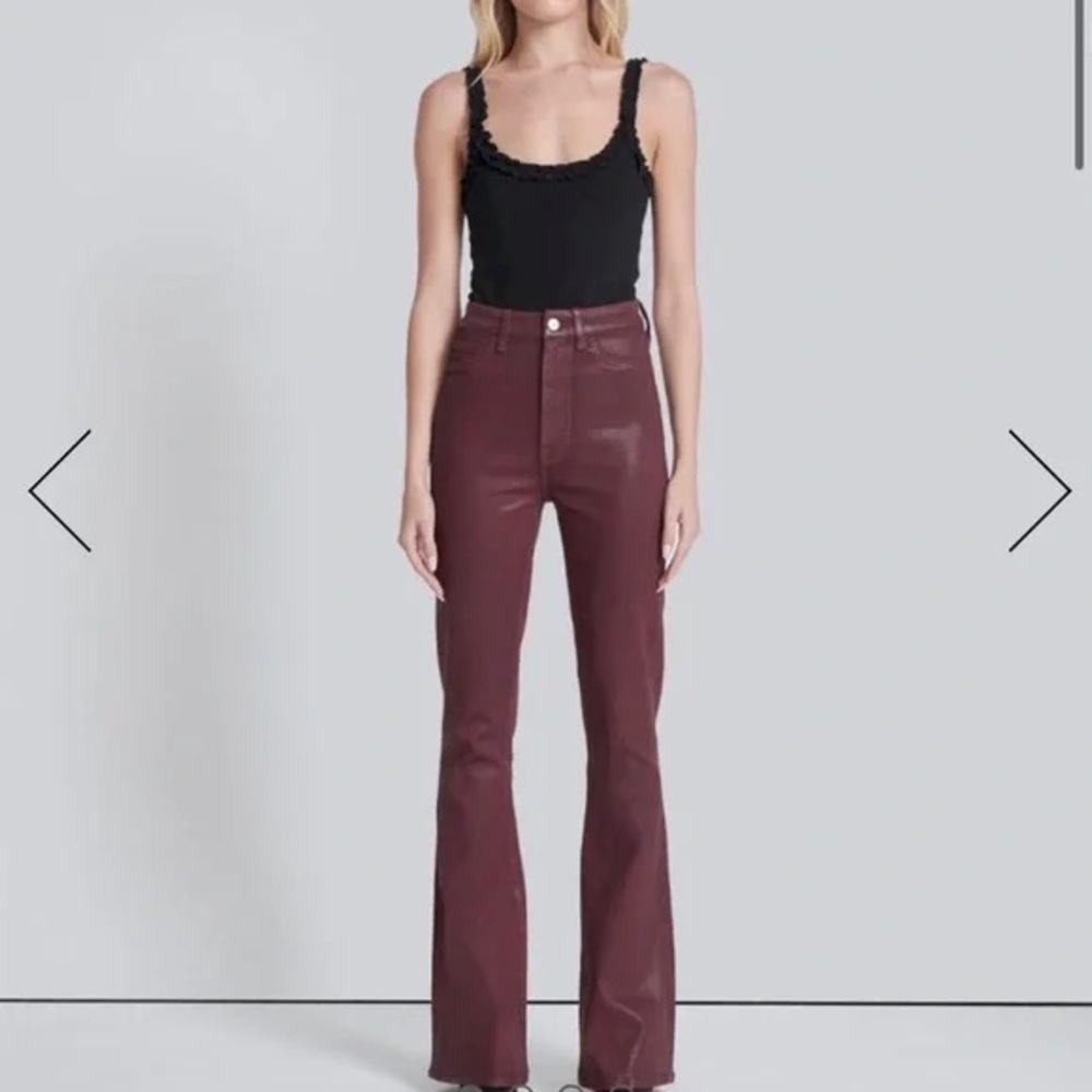 7 For All Mankind Burgundy Ultra High-Rise Coated Jeans
